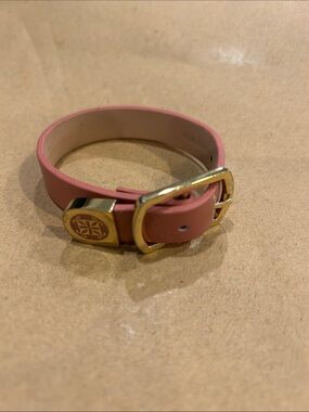 Rustic Cuff Pink Leather Bracelet with Gold Buckle